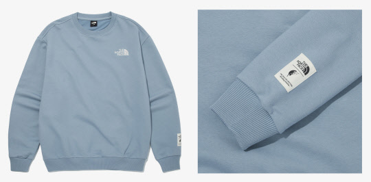 휴비스의 생분해 섬유 '에코엔'이 적용된 노스페이스의 스웻셔츠. <휴비스 제공>